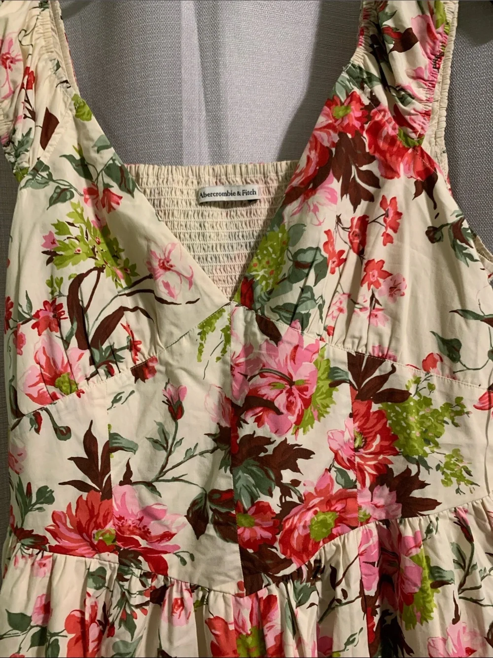 Abercrombie & Fitch Cream Dress with Pink & Green Floral Accents